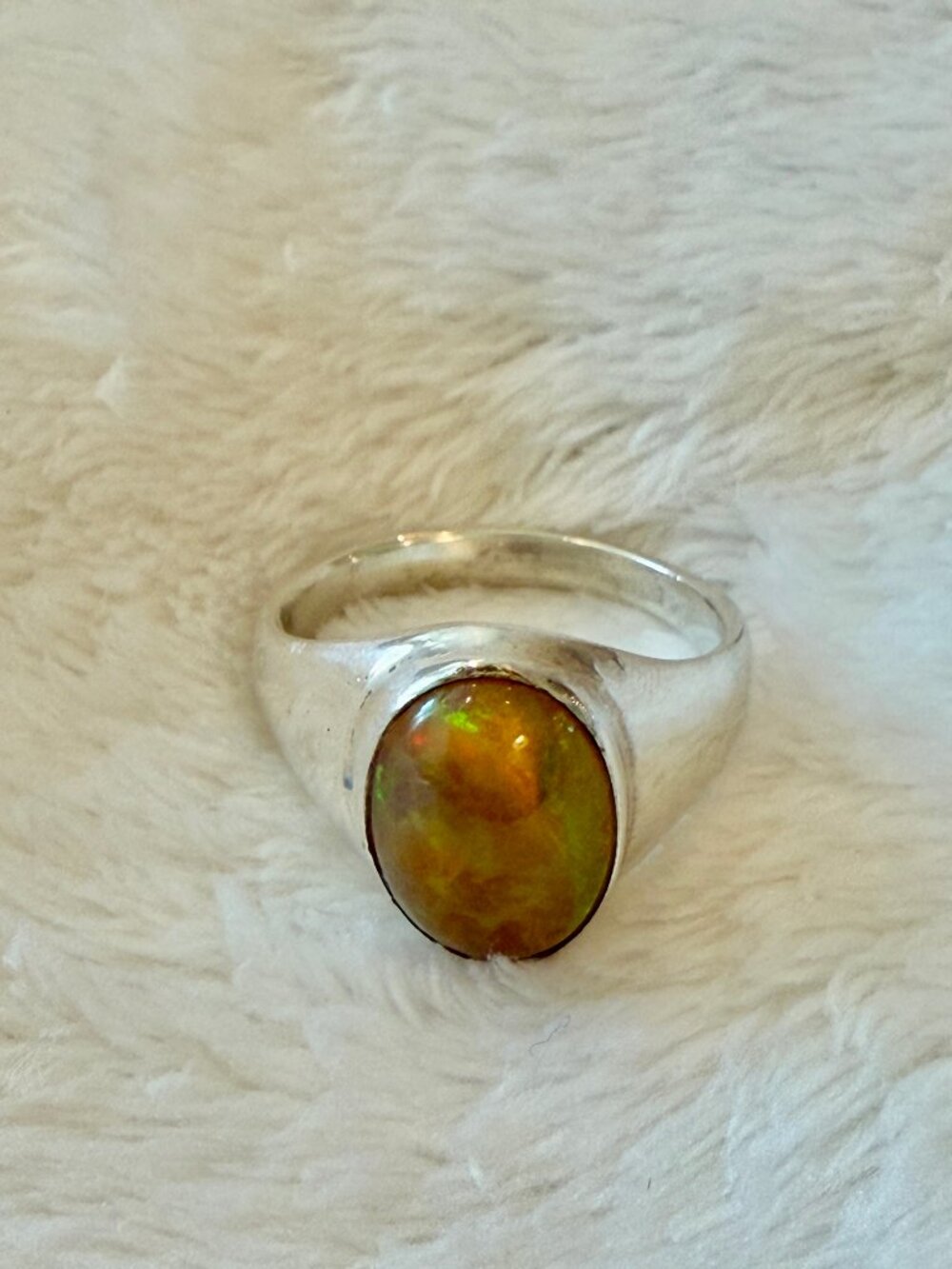 Yellow Labrodorite and Silver Ring
